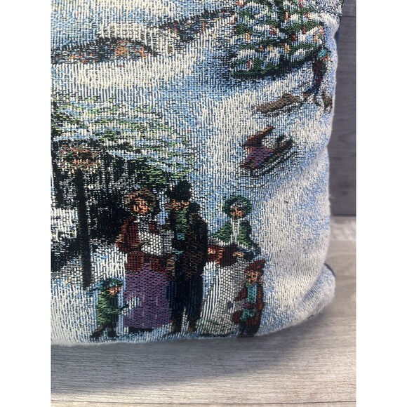 Nicky Boehme Christmas Scene Carolers Victorian Dickens Tapestry Throw Pillow 14 - Picture 3 of 8